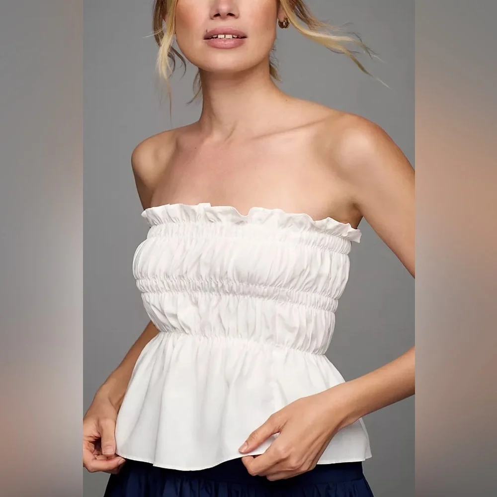 NWT Mare Mare Smocked Linen Tube Top